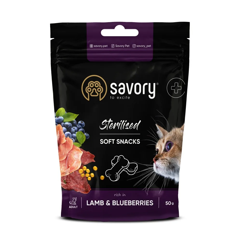 М які ласощі Savory для здоров’я стерилізованих котів, ягня та чорниці
