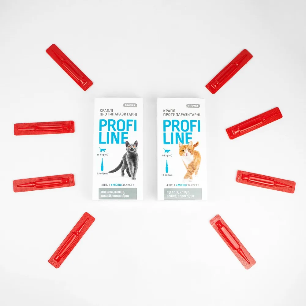 Краплі Provet PROFILINE для котів 4-8 кг інсектоакарицид 4 піпетки по 1 мл — фото 3
