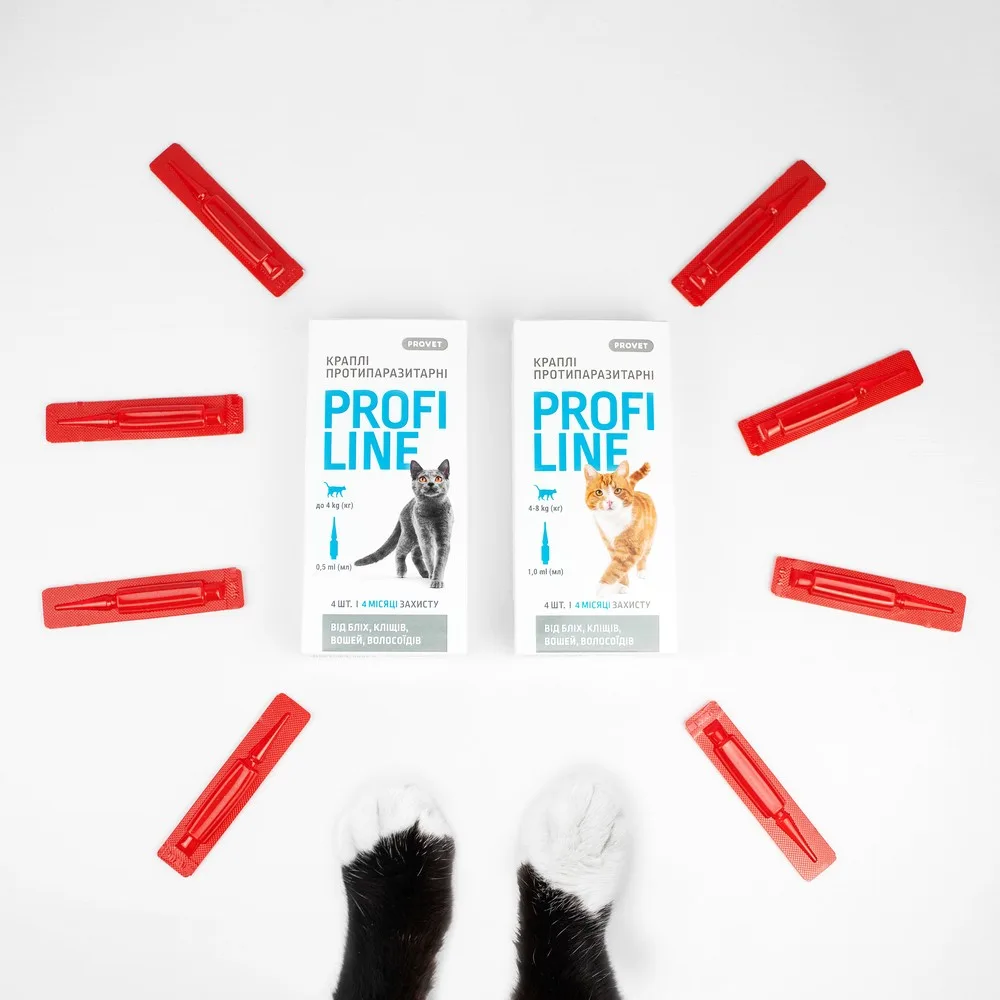 Краплі Provet PROFILINE для котів 4-8 кг інсектоакарицид 4 піпетки по 1 мл — фото 4