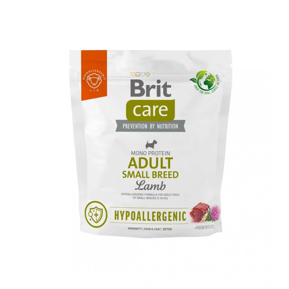 Корм сухий Brit Care Dog Hypoallergenic Adult Small Breed для дорослих собак малих порід від 1 до 10 кг гіпоалергенний з ягн