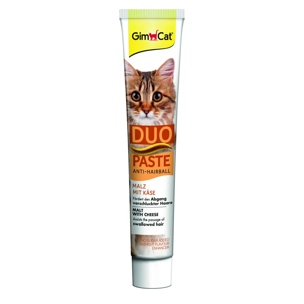 Паста GimCat DUO PASTE Anti-hairboll malt with cheese для котів з чутливим травленням усіх порід мальт та сир 50 г — фото 2