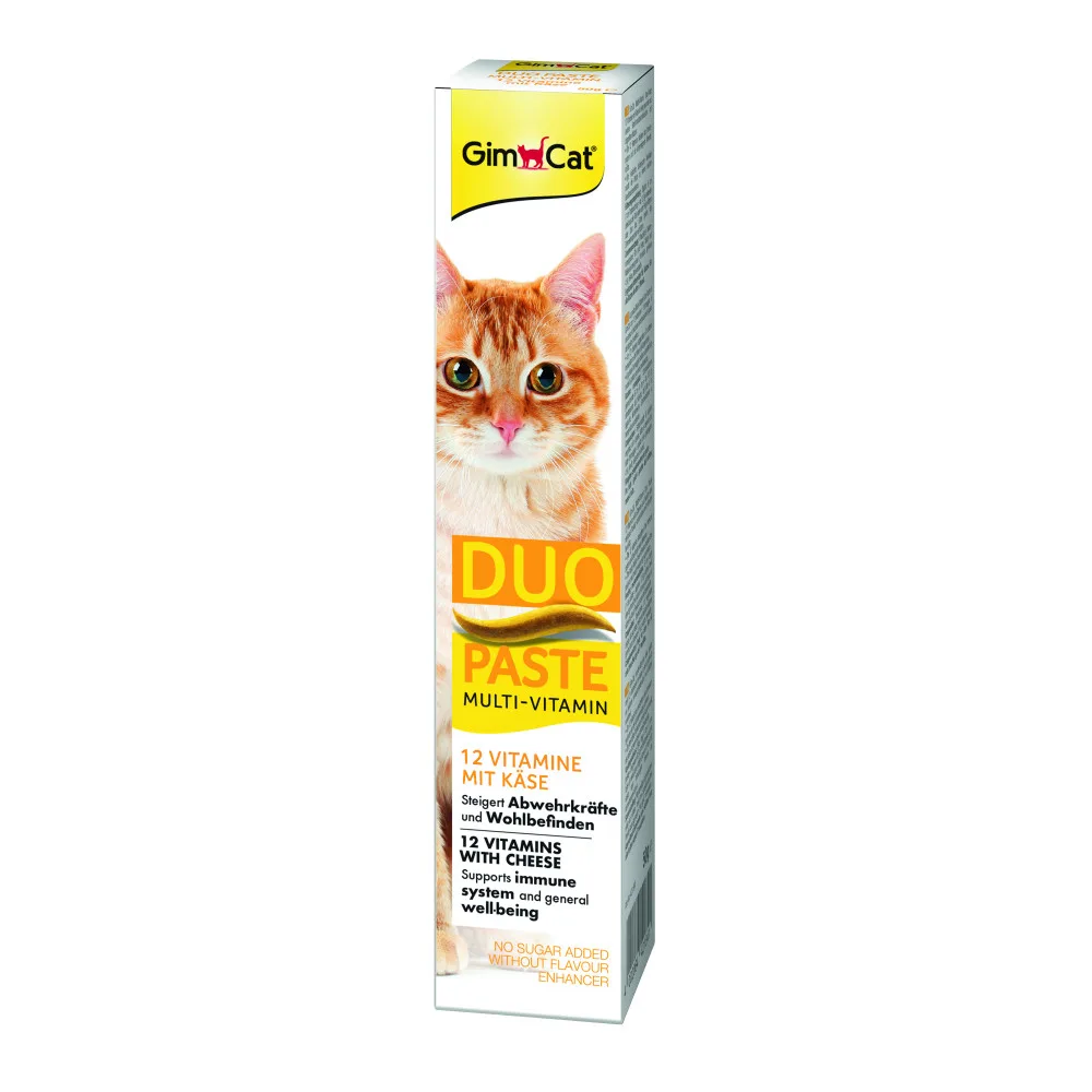 Паста GimCat DUO PASTE Multi-vitamin 12 vitamins with cheese для котів усіх порід 12 вітамінів та сир 50 г