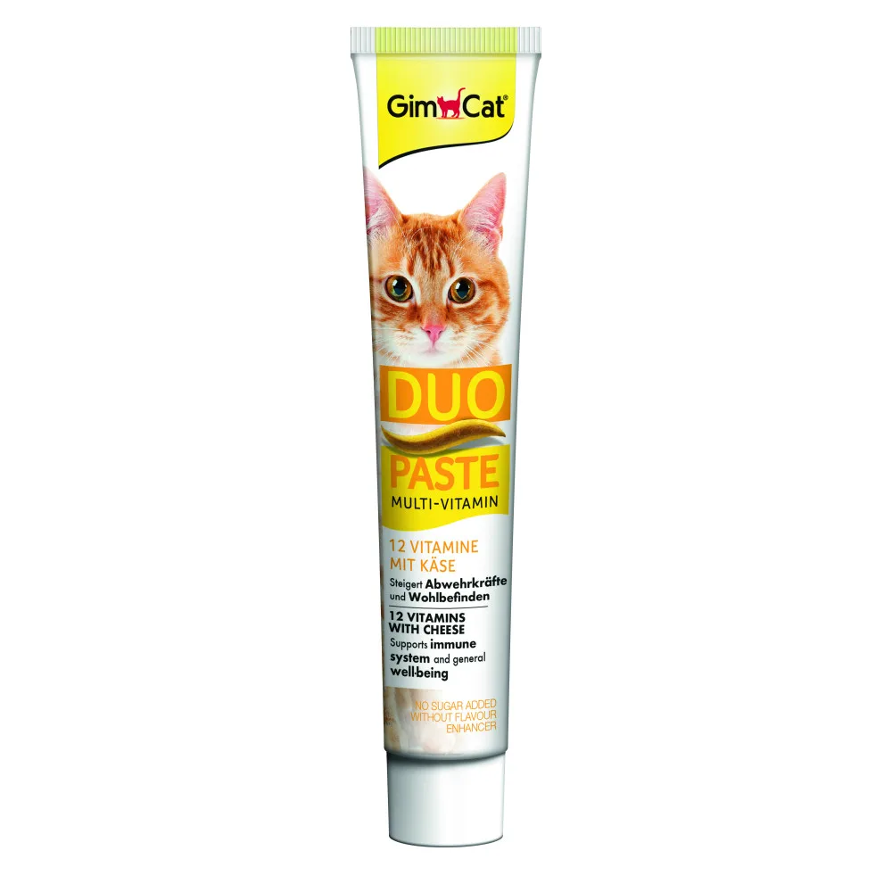 Паста GimCat DUO PASTE Multi-vitamin 12 vitamins with cheese для котів усіх порід 12 вітамінів та сир 50 г — фото 2