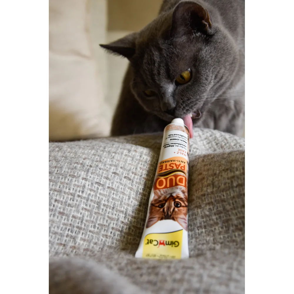 Паста GimCat DUO PASTE Anti-hairboll malt with cheese для котів з чутливим травленням усіх порід мальт та сир 50 г — фото 4