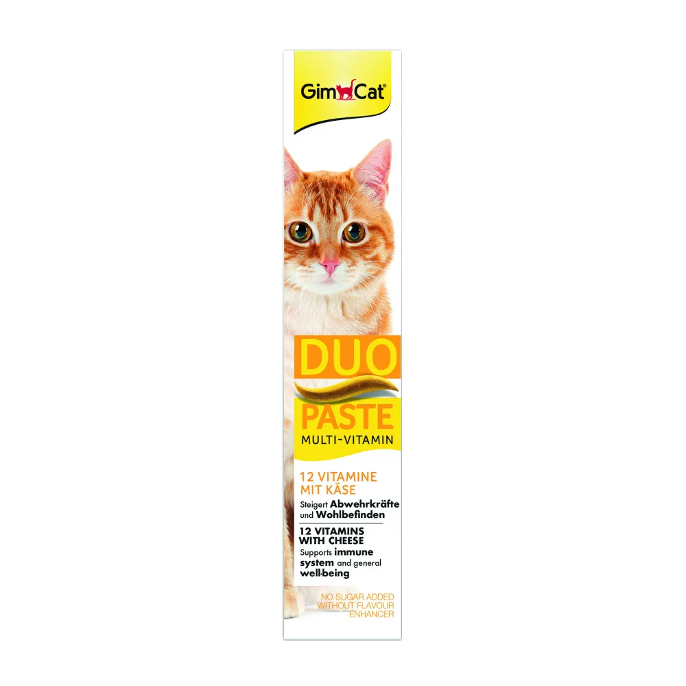 Паста GimCat DUO PASTE Multi-vitamin 12 vitamins with cheese для котів усіх порід 12 вітамінів та сир 50 г — фото 3