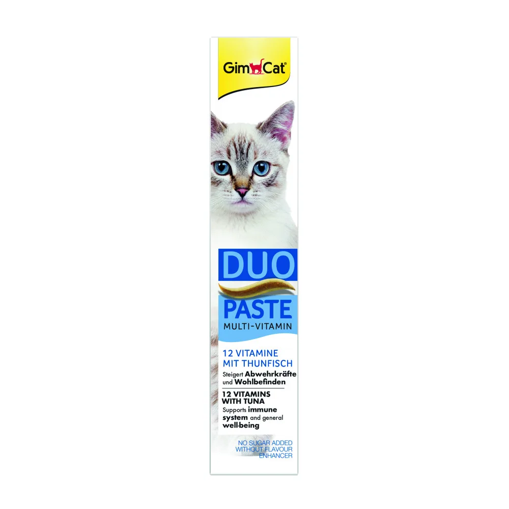 Паста GimCat DUO PASTE Multi-vitamin 12 vitamins with tuna для котів усіх порід 12 вітамінів та тунець 50 г — фото 3