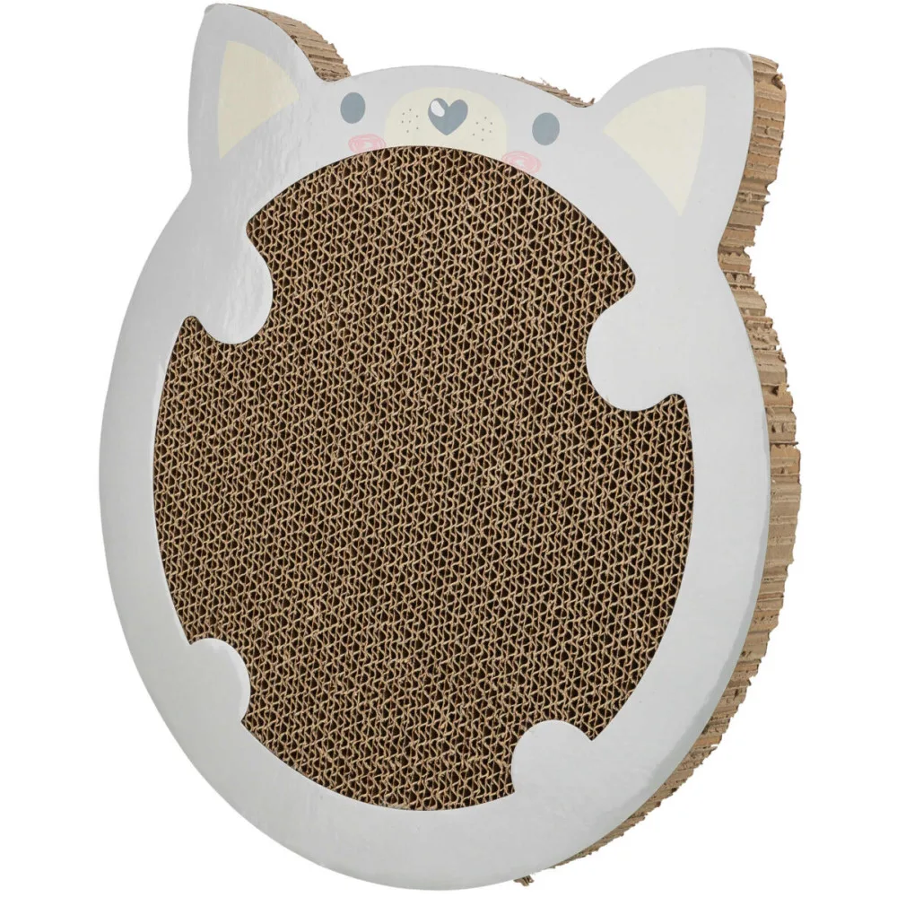 Дряпка Trixie для кошенят картонна в формі хом яка з котячою м ятою 31х2,5х32,5 см світло-сіра — фото 2
