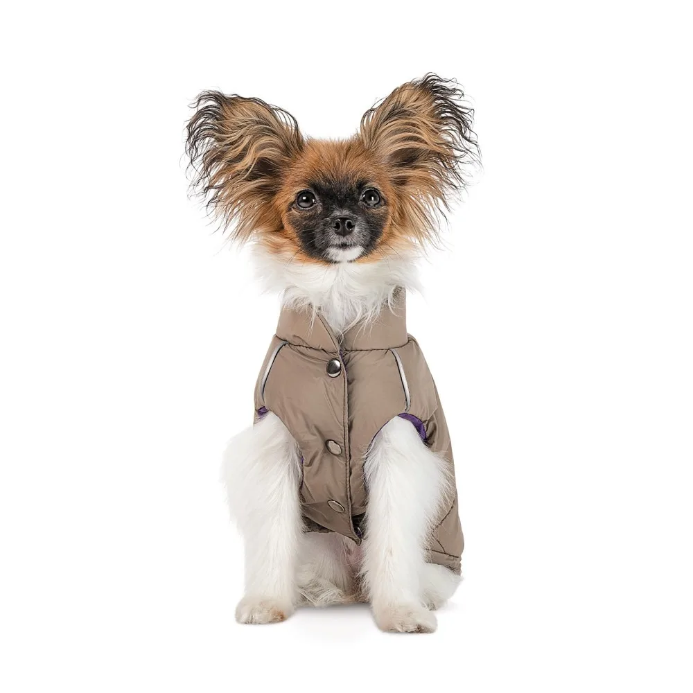 Жилет Pet Fashion Hardy для собак утеплений водонепроникний з отвором для повідця бежевий розмір L — фото 3