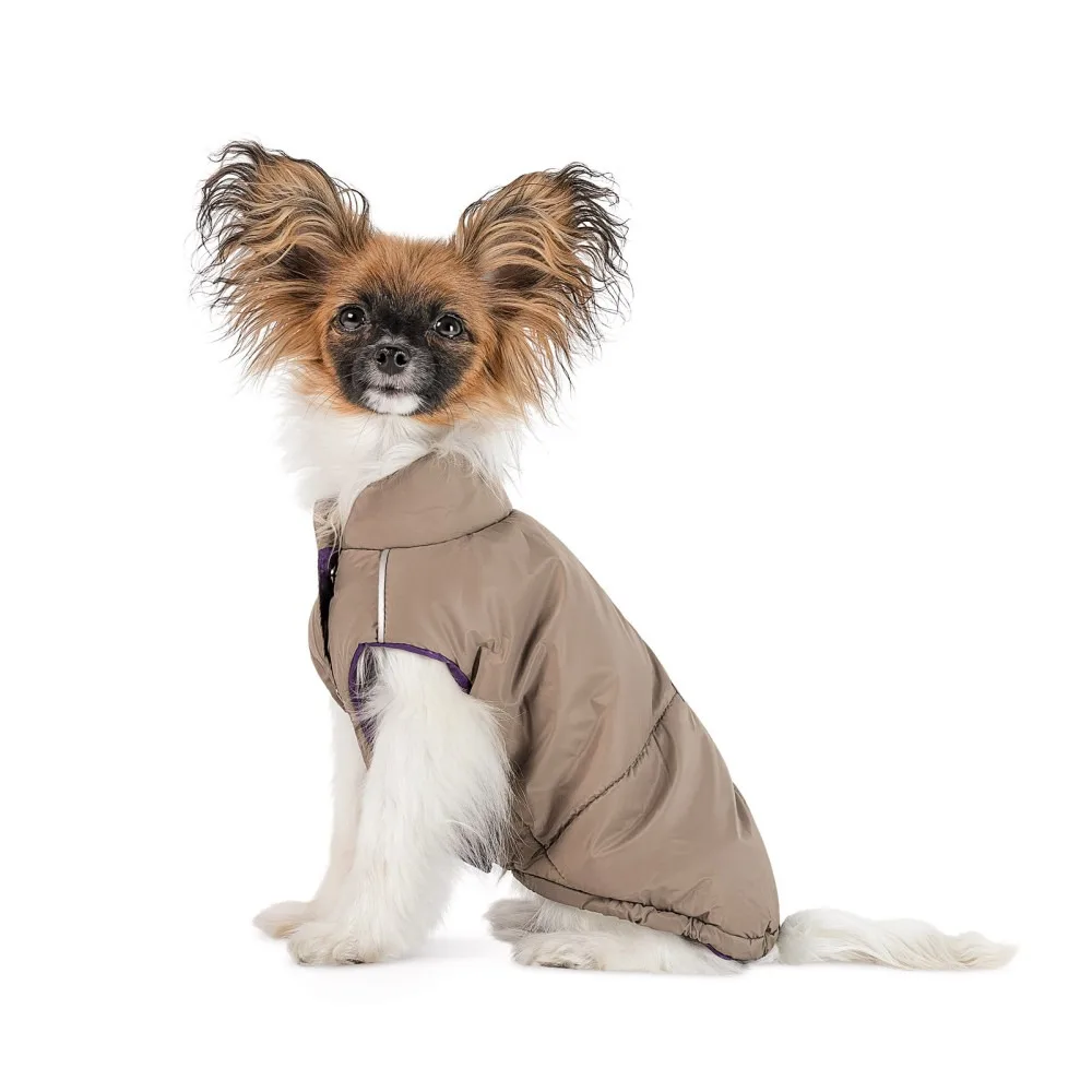 Жилет Pet Fashion Hardy для собак утеплений водонепроникний з отвором для повідця бежевий розмір M — фото 2