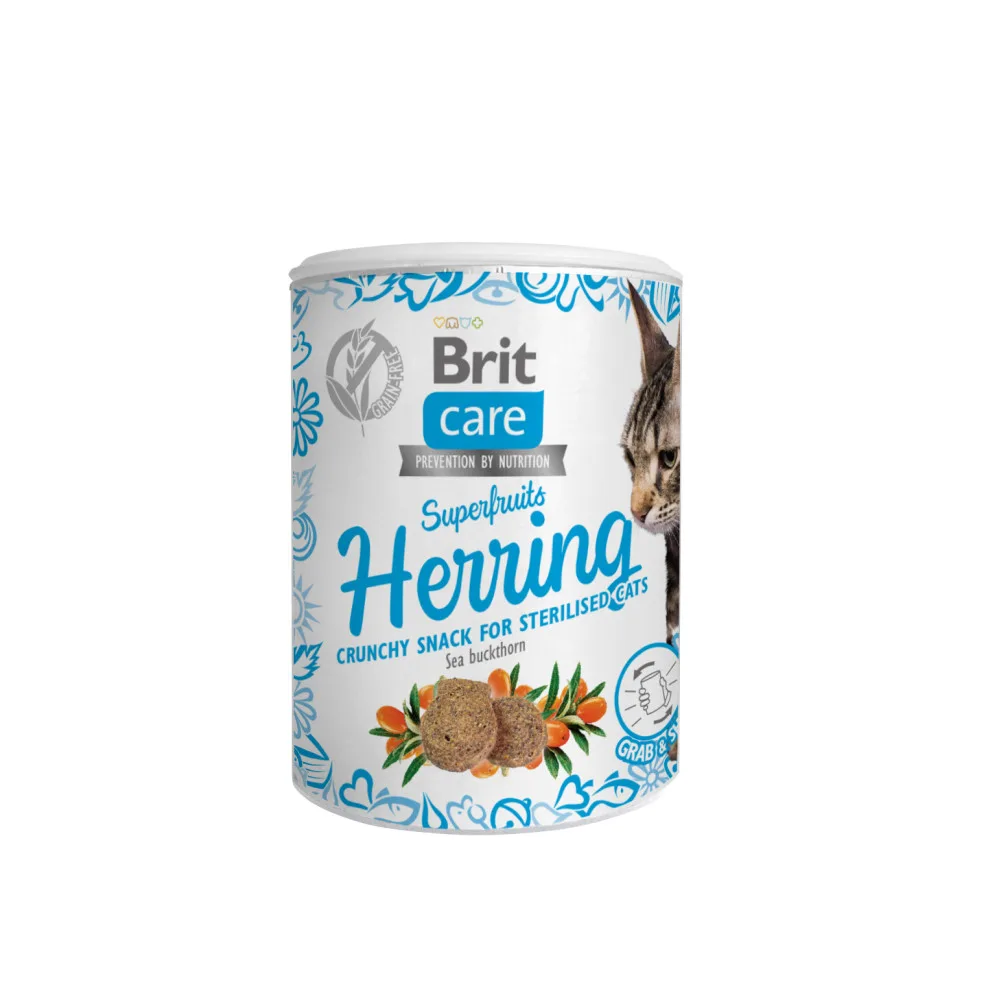 Ласощі Brit Care Superfruits Snack Herring для стерилізованих котів з оселедецем і обліпихою 100 г