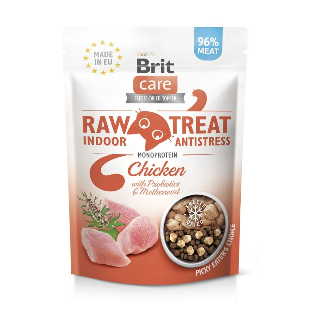 Ласощі Brit Raw Treat Freeze-dried Indoor & Antistress для домашніх котів для заспокоєння курка 40 г