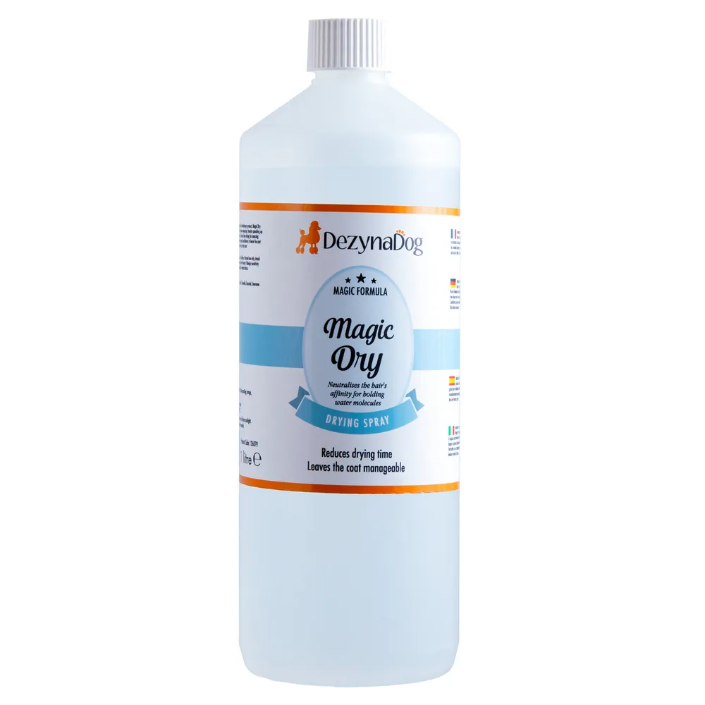 Спрей Dezynadog Magic Dry нейтралізує здатність волосся утримувати молекули води прискорює процес сушіння солодкий фрукто