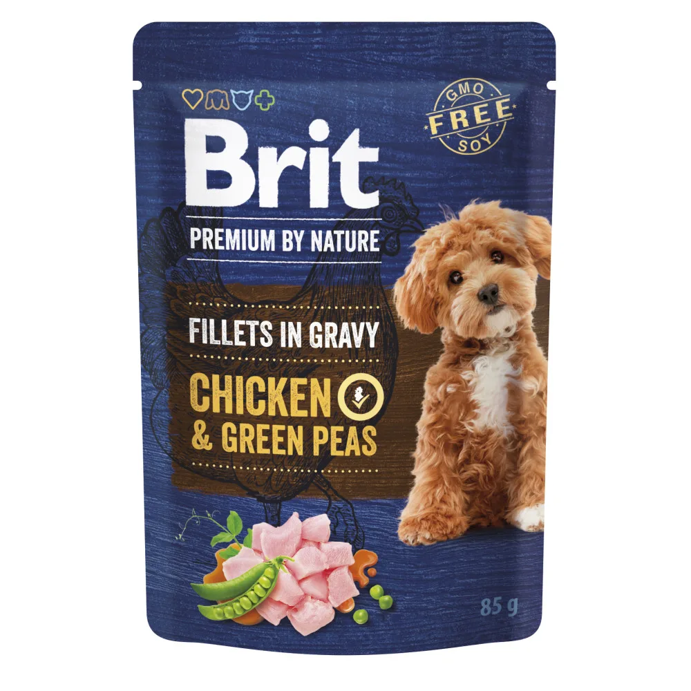 Корм вологий Brit Premium Fillets in Gravy Chicken & Green Peas для собак малих порід філе в соусі курка і зелений горошок 8