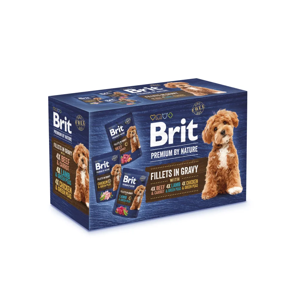 Корм вологий Brit Premium Fillets in Gravy Multipack для собак малих порід філе в соусі Мультипак 12 штх85 г