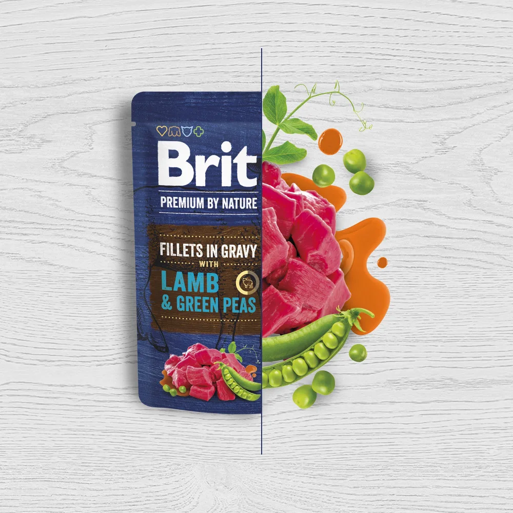 Корм вологий Brit Premium Fillets in Gravy Lamb & Green Peas для собак малих порід філе в соусі ягня і зелений горошок 85 г — фото 2