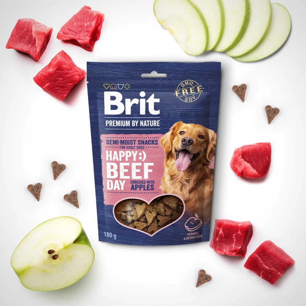 Ласощі Brit Premium Semi-moist Snacks Beef with Apples напіввологі для cобак з яловичиною і яблуками 180 г — фото 2
