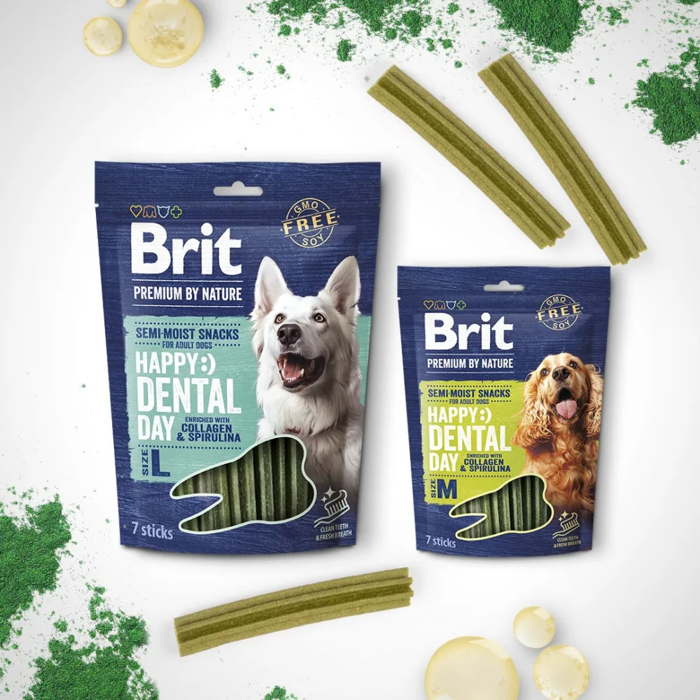 Ласощі Brit Premium Dental Snacks M для cобак середніх порід з колагеном і спіруліною 180 г — фото 2