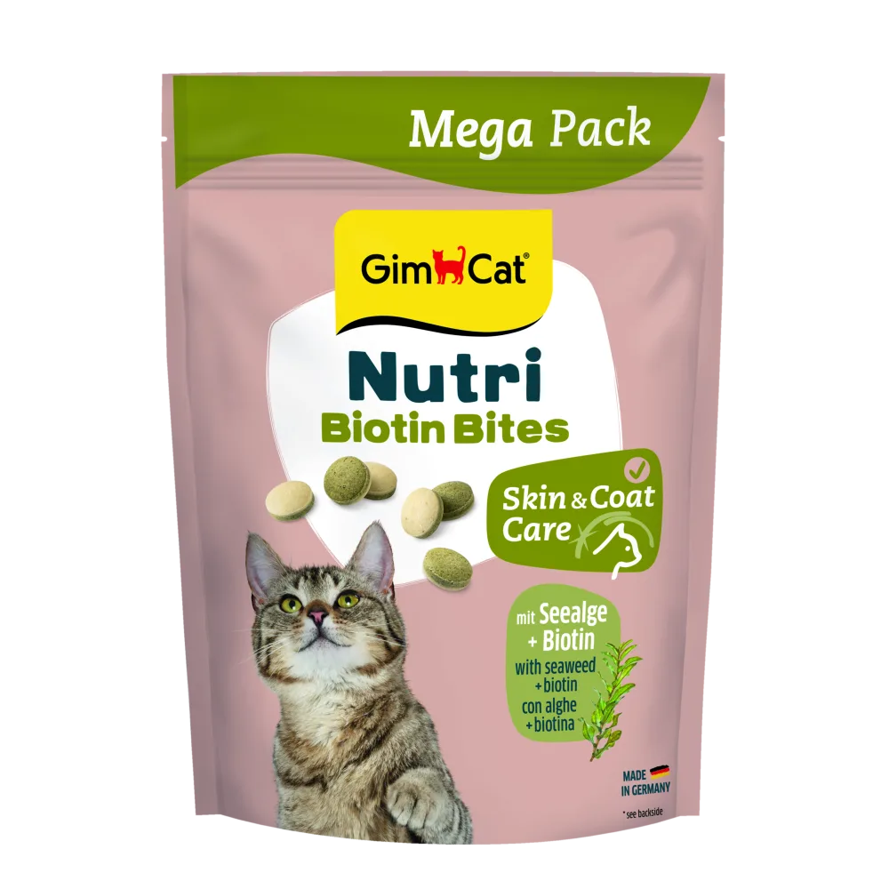 Вітаміни GimCat Nutri Biotin Bites для котів для покращення стану шерсті та шкіри з морськими водоростями 425 г