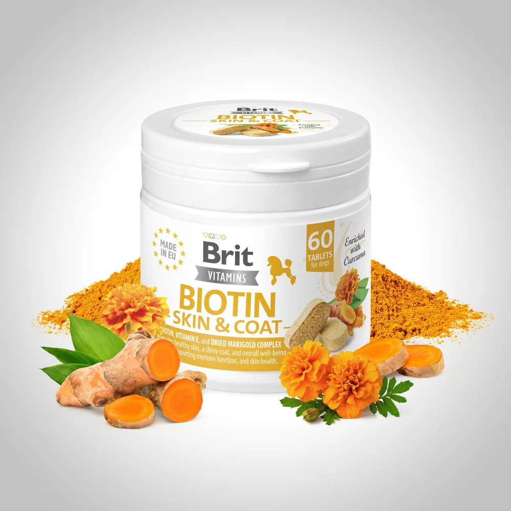 Вітаміни Brit Vitamins Biotin Skin & Coat Care для собак для шкіри та шерсті 60 таблеток — фото 2