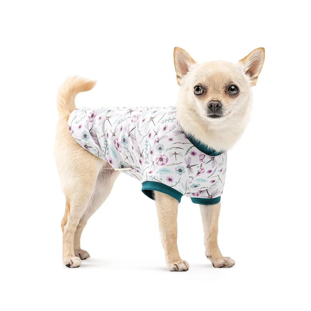 Футболка Pet Fashion Flora для собак бавовна трикотаж біла з квітковим принтом S — фото 3