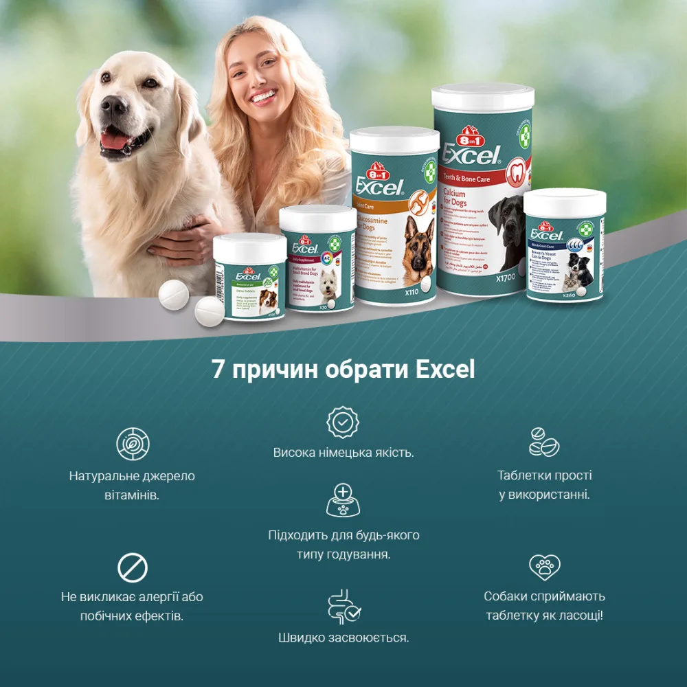 Вітаміни 8in1 Excel Deter для цуценят та дорослих собак від копрофагії 100 шт — фото 4