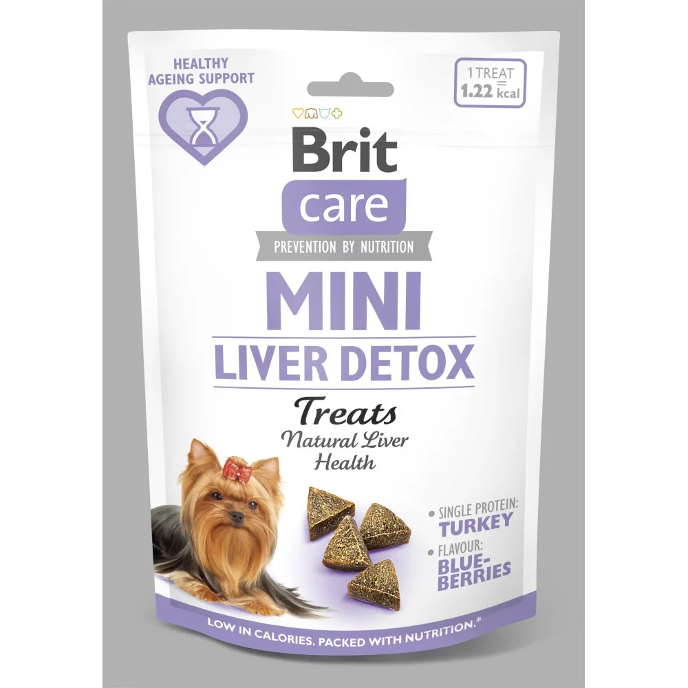 Ласощі Brit Care Mini Treats Liver Detox для собак малих порід детокс печінки індичка смак чорниця 50 г — фото 3