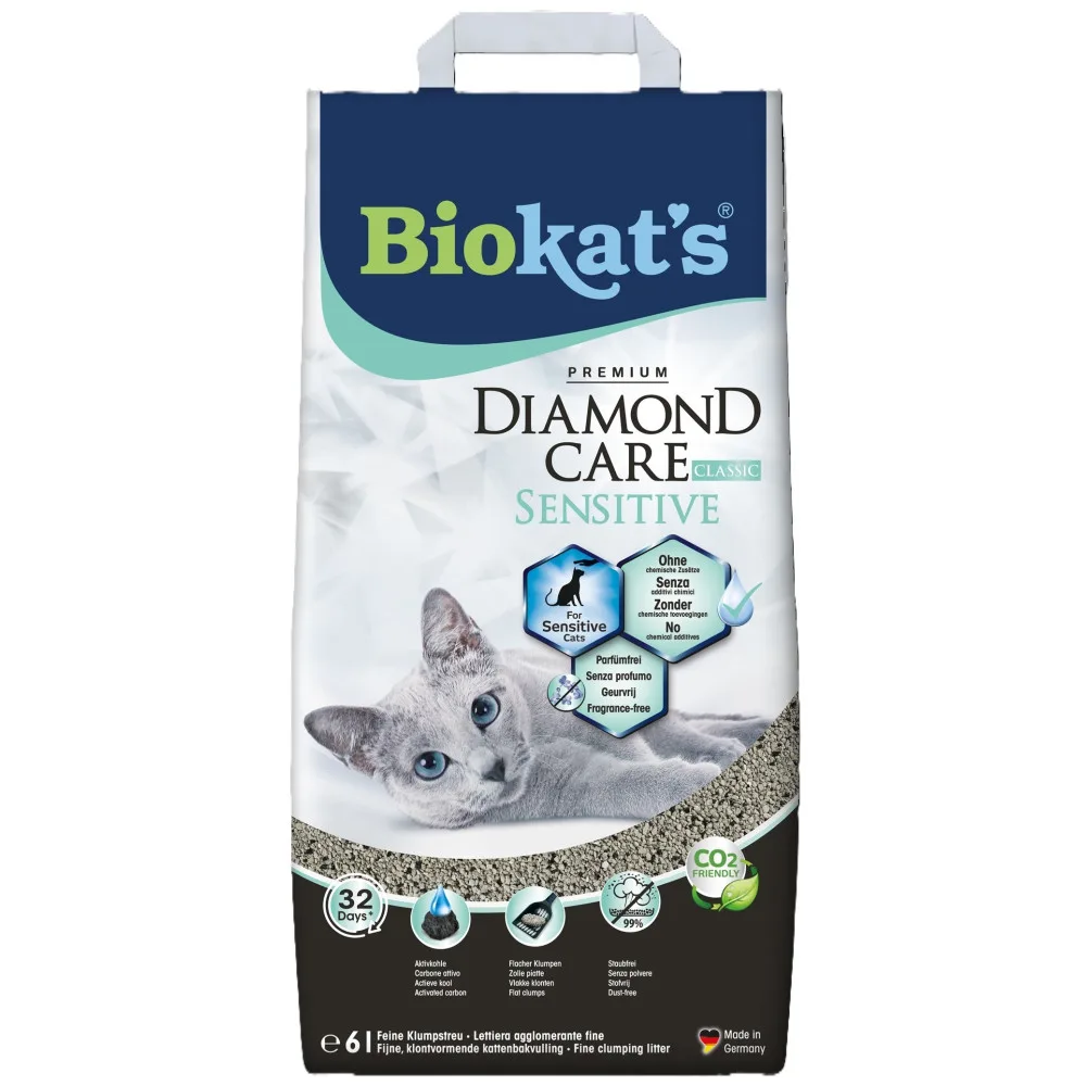 Наповнювач бентонітовий Biokat’s для котячого туалету Dimond Care Sensitive Classic 6 л