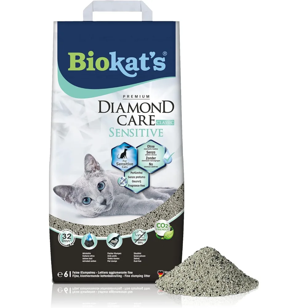 Наповнювач бентонітовий Biokat’s для котячого туалету Dimond Care Sensitive Classic 6 л — фото 2