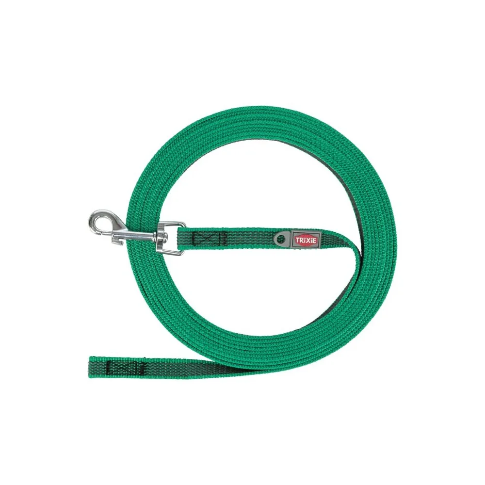 Повідець Trixie Tracking leash для собак прогумований S-M 10 м 15 мм зелений