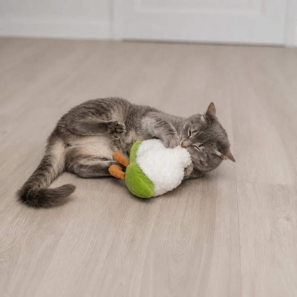 Іграшка Trixie для котів Цвітна капуста XXL плюш з котячою м’ятою кремовий/зелений 18 см — фото 3