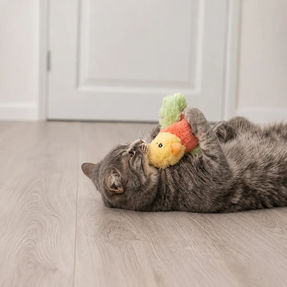 Іграшка Trixie для котів Пташка жовтий/оранжевий/світло-зелений 10 см — фото 4
