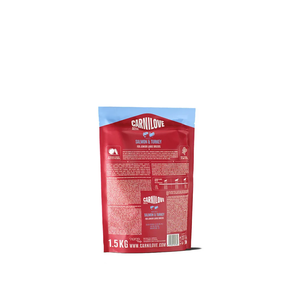 Корм сухий Carnilove Active Salmon & Turkey Junior Large Breed для молодих собак великих порід лосось та індичка 1,5 кг — фото 2