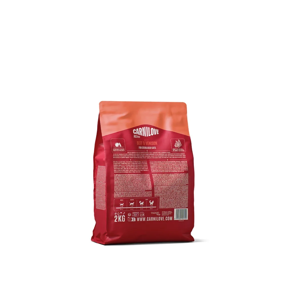 Корм сухий Carnilove Active Beef & Venison Sterilised для стерилізованих котів яловичина та оленина 2 кг — фото 2