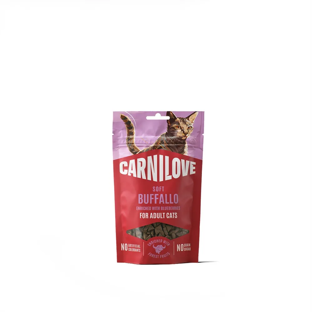 Ласощі Carnilove Soft Snack Buffallo with Blueberries для котів м’які буйвол і лохина 50 г