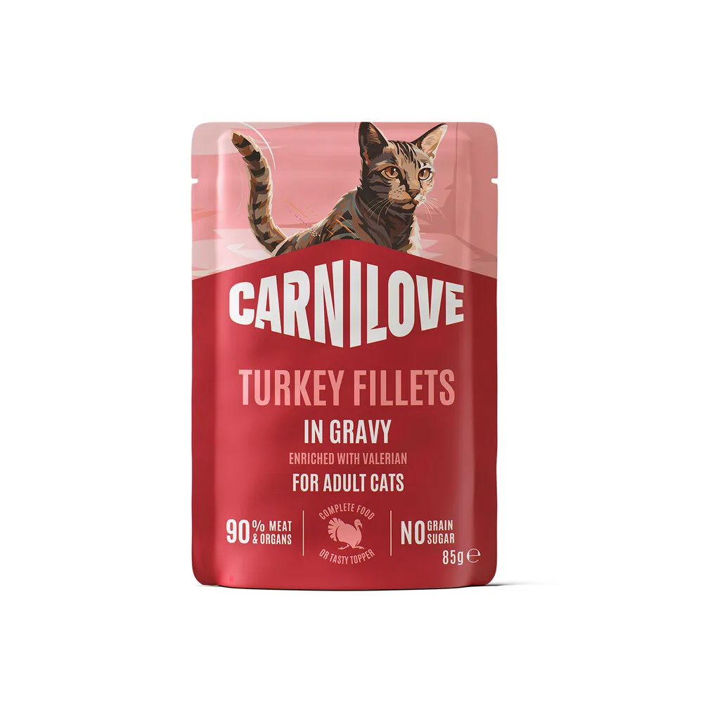 Корм вологий Carnilove Gravy Turkey with Valerian для котів індичка і валеріана в соусі 85 г