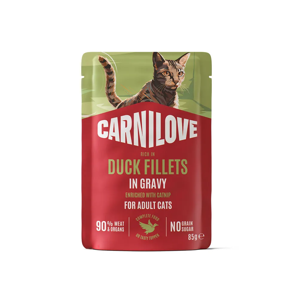 Корм вологий Carnilove Gravy Duck with Catnip для котів качка і котяча м’ята в соусі 85 г