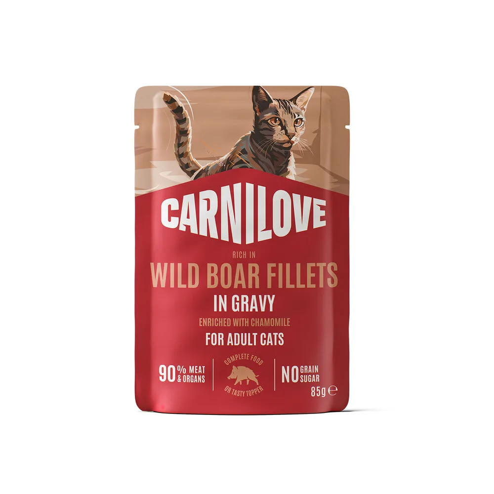 Корм вологий Carnilove Gravy Wild Boar with Chamomile для котів дикий кабан і ромашка в соусі 85 г