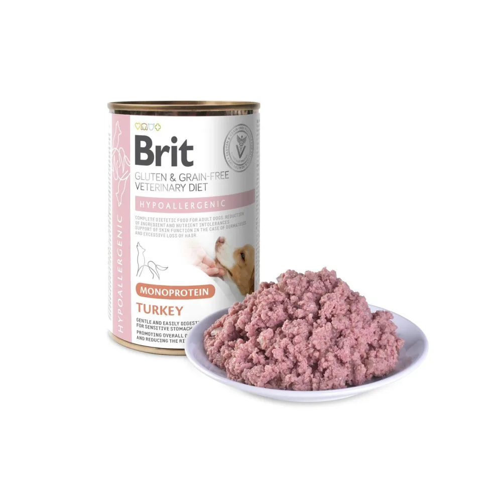 Корм вологий Brit VetDiet Hypoallergenic Turkey для собак із харчовою алергією з індичкою 400 г — фото 2