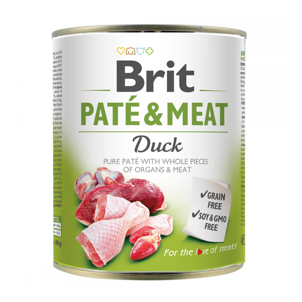 Корм вологий Brit Paté and Meat Duck д/собак качка 800 г
