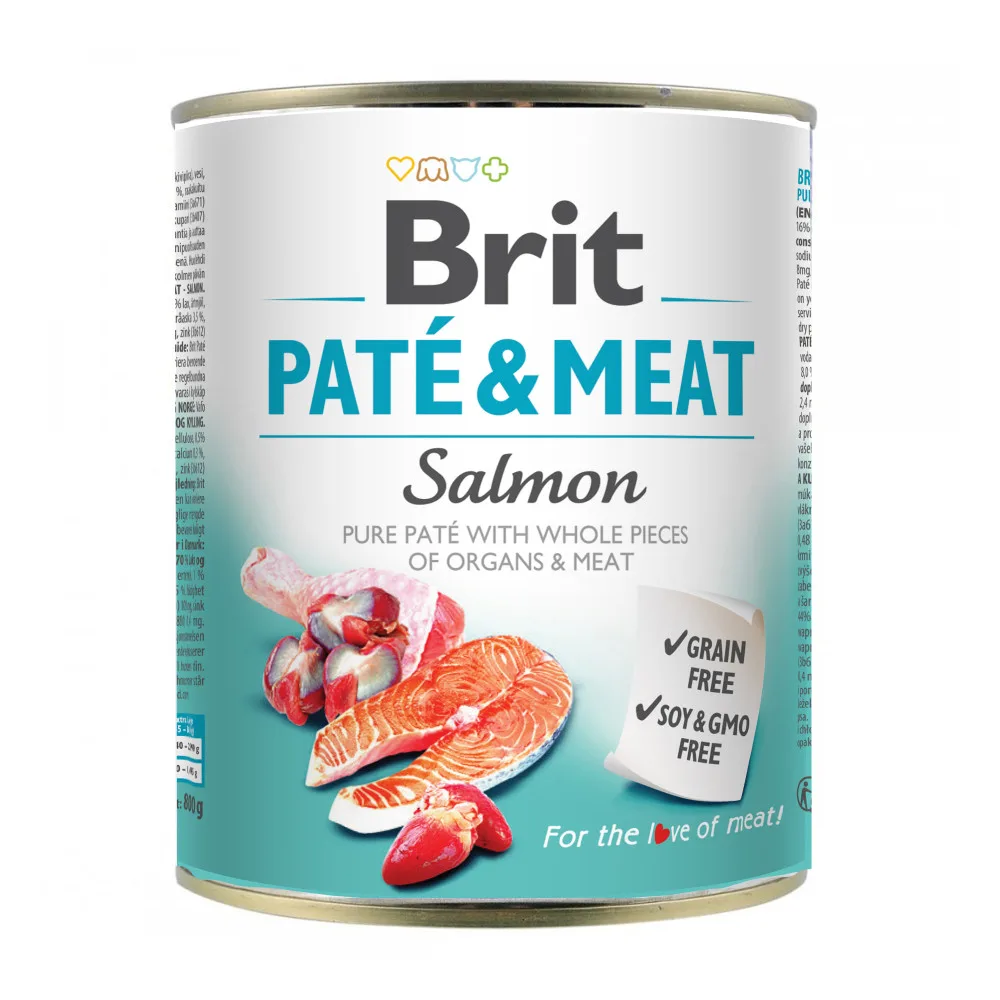 Корм вологий Brit Paté and Meat Salmon д/собак лосось 800 г