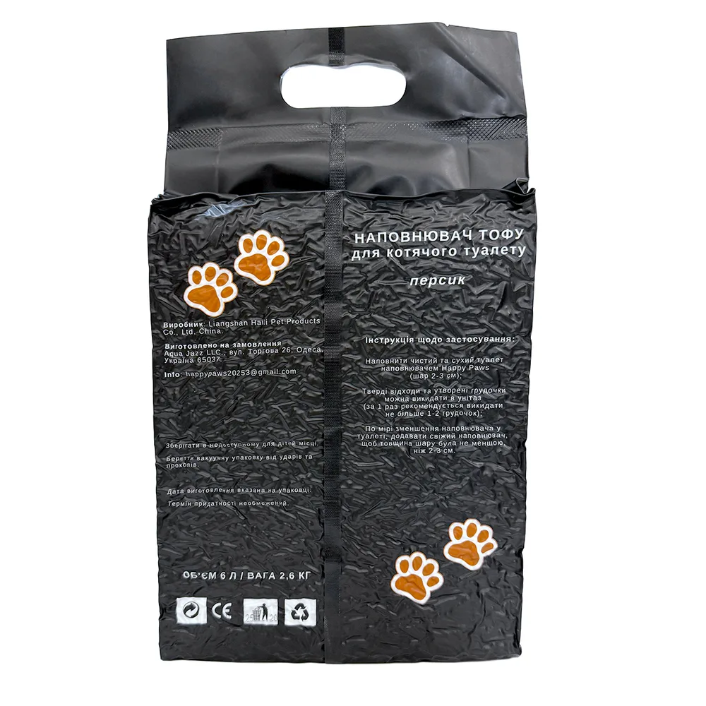 Наповнювач тофу HAPPY PAWS для котячих туалетів з ароматом персик 6л/2,6кг — фото 4