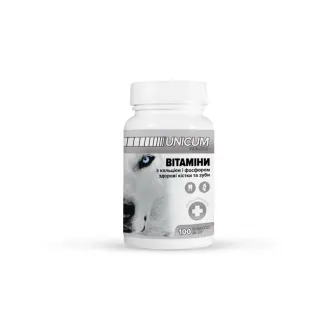 Вітаміни UNICUM premium для собак зуби та кістки 100табл. 100г