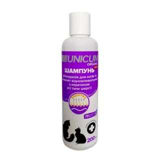 Шампунь для котів з пантенолом та екстрактом вівса UNICUM ORGANIC, 200 мл