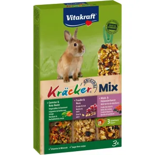 Ласощі Vitakraft Kracker Original Trio-Mix крекер для декоративних гризунів і кроликів з овочами і горіхами та лісовими ягод