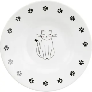 Миска Trixie для котів керамічна пласка з принтом 0,2 л 15 см біла