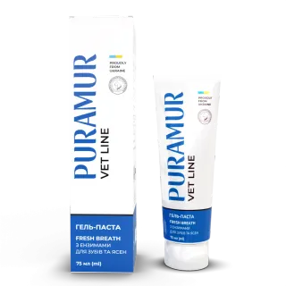 Гель-паста PURAMUR Fresh Breath для собак та котів з ензимами для догляду за зубами та яснами 75 мл