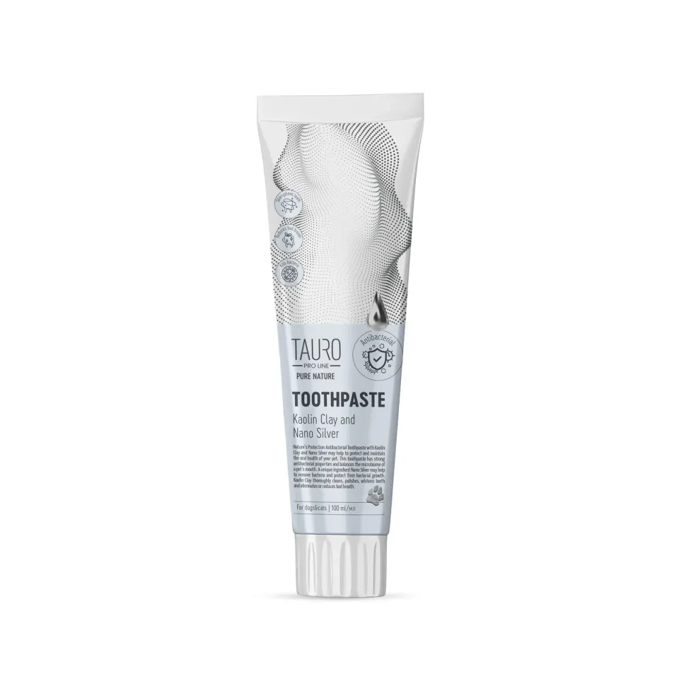 Tauro Pro Line Pure Nature Антибактеріальна зубна паста з каоліном та наночастинками срібла для собак і котів, 100 мл