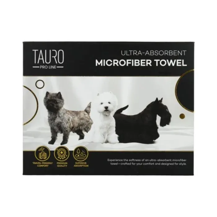 Tauro Pro Line Рушник з мікрофібри високопоглинальний з тер’єрами, 80 x 160 см