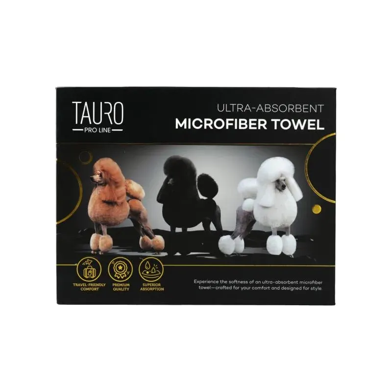 Tauro Pro Line Рушник з мікрофібри високопоглинальний з пуделями, 80 x 160 см